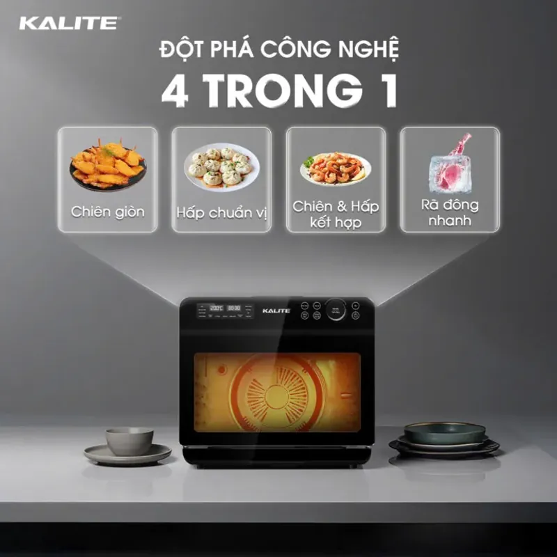 Nồi chiên hơi nước KALITE STEAM FUSION PRO – 20L 4in1 chiên, hấp, nướng, rã đông 591222