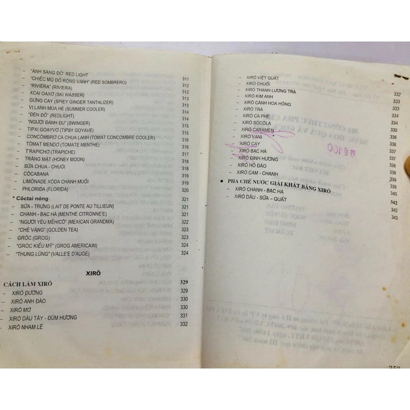 501 CÔNG THỨC PHA CHẾ NƯỚC HOA QUẢ VÀ COCKTALL - 359 trang , nxb: 2007 354915