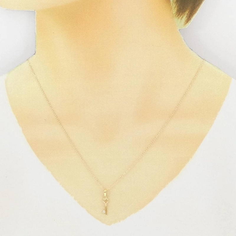 K18YG Mặt Dây Chuyền Hình Tim × Chìa Khóa Đính Kim Cương - Hàng hiệu Chính Hãng 860745