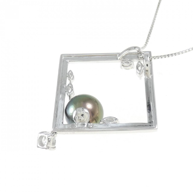 K18WG Ngọc trai đen dây chuyền 9.7mm - Hàng hiệu Chính hãng 858191