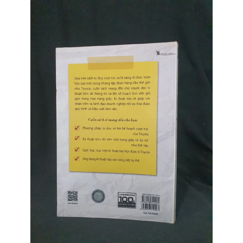 TẤT CẢ TRÊN MỘT TRANG GIẤY - kỹ thuật tóm tắt học được từ TOYOTA MỚI 80% 2018 -HCM205 ASADA SUGURU SÁCH KỸ NĂNG 924183