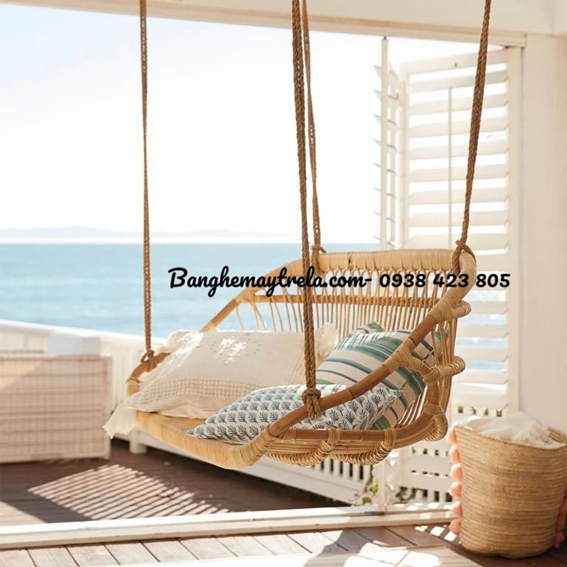 Ghế xích đu đôi treo trần nhà mây tự nhiên 494315