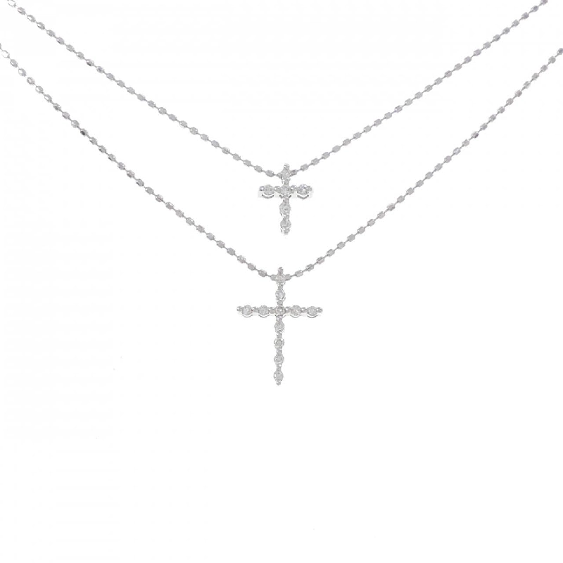 K18WG Dây chuyền kim cương chéo 0.05CT - Hàng hiệu Authentic 859625