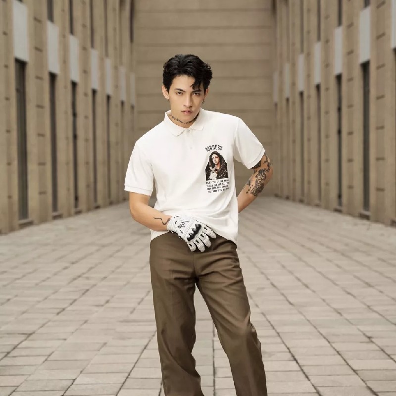 Áo polo tay lỡ Unisex Macuzz cổ tròn, phong cách Unisex, form oversize 8874