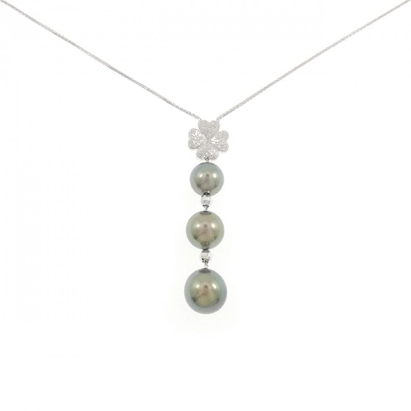 K18WG Cỏ ba lá Ngọc trai đen Dây chuyền - Hàng hiệu Chính hãng 861291