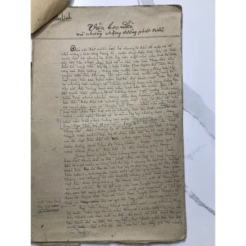 Bảo thảo của nhà văn Văn Linh - có thủ bút xét duyệt của nhà thơ Nguyễn Xuân Sanh 713276