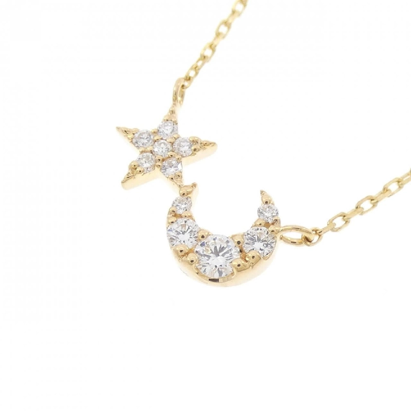 Dây chuyền kim cương K18YG hình sao và mặt trăng 0.12CT - Hàng hiệu Chính hãng 858141