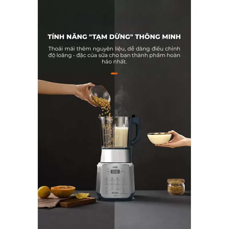 Máy làm sữa hạt UNIE V9S PRO dung tích 1,75L, xay nấu siêu êm, vệ sinh khử khuẩn tự động 706298