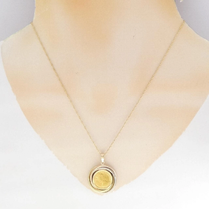 Dây chuyền đồng xu ba màu K18 (khung) - Hàng hiệu Authentic 858081