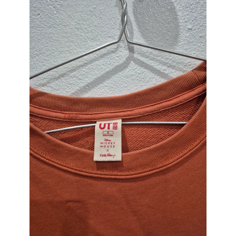 Disney x Keith Haring x UNIQLO Orange Sweatshirt Mickey Mouse Sweater (sz S) chính hãng 738183