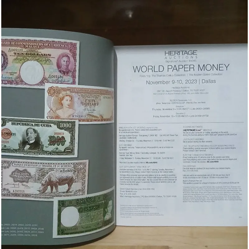 Heritage World Paper Money - November 9-10, 2023 589850