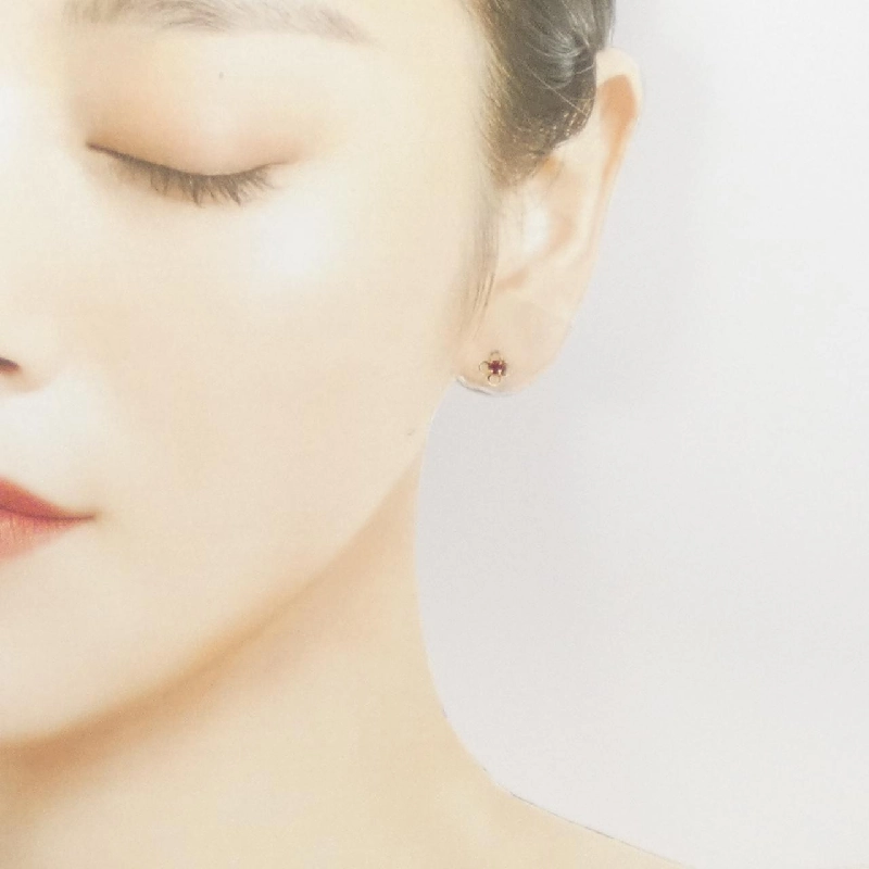 K18YG Bông tai hoa Garnet - Hàng hiệu Chính hãng 873898