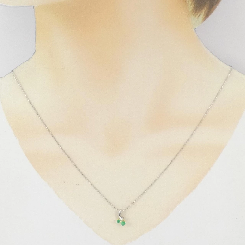 K18/PT900/PT850 Dây chuyền ngọc lục bảo 0.13CT - Hàng hiệu Chính hãng 858528