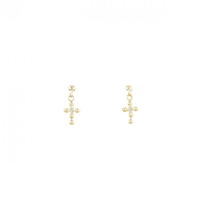 K18YG Bông tai kim cương hình chữ thập - Hàng hiệu Chính hãng 869792