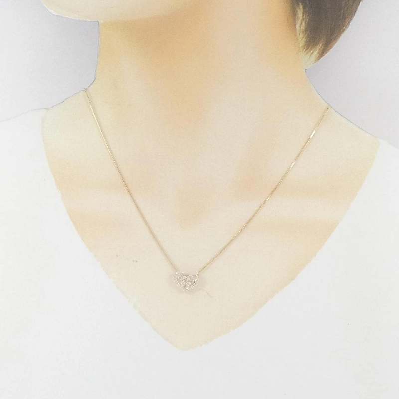 K18YG Dây chuyền kim cương hình trái tim Pavé 0.50CT - Hàng hiệu Chính hãng 858932