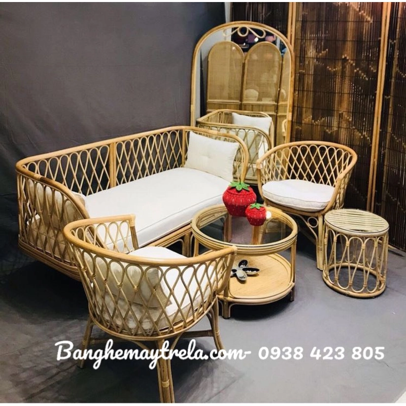 Bàn ghế sofa mây phòng khách hiện đại HCM 527052