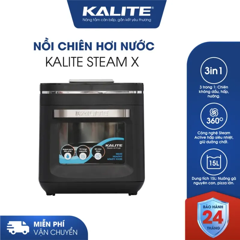 Nồi chiên hơi nước KALITE STEAM X 15 lít đa năng hấp nướng chiên 780596