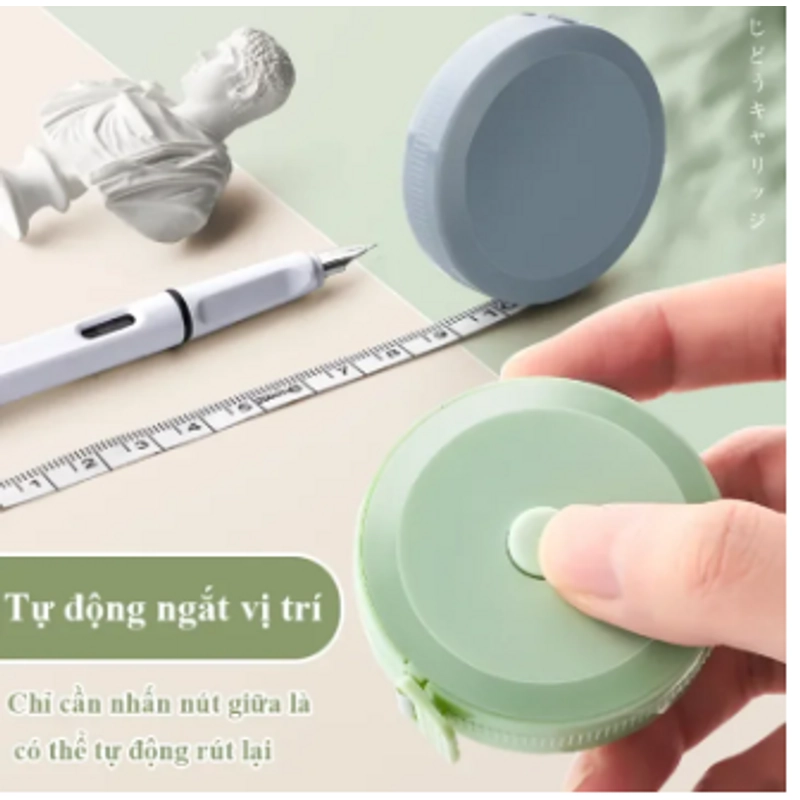 Thước dây dạng cuộn rút mềm dẻo mini, đo eo, đo chiều cao, dài 2M (Màu xanh dương) 330798