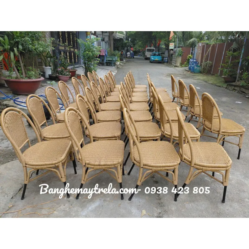 Ghế mây đan nhựa chân sắt 592032