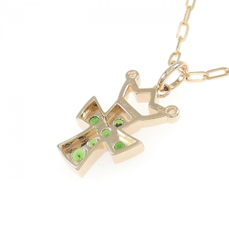 K18PG/K18BG Đan chéo × Vương miện Đá garnet Dây chuyền 0.24CT - Hàng hiệu Chính hãng 864564