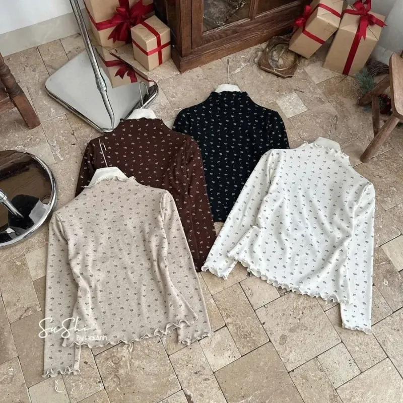 Áo thun dài tay hoa nhí màu nâm đậm freesize dưới 55kg 788830