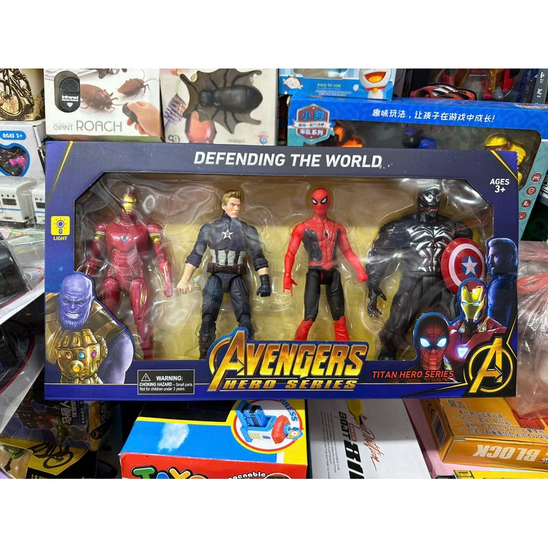 Đồ chơi 4 nhân vật siêu nhân Avengers có đèn 5990-17 Titan Hero series defending the world 270833