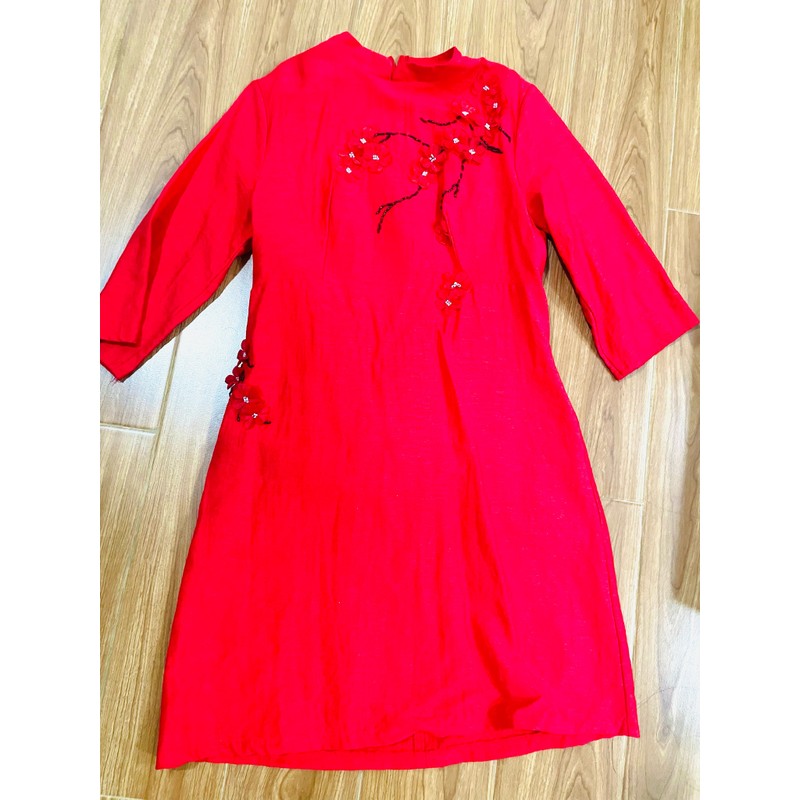 Váy đỏ size XL vừa mặc tết 1 lần 75092