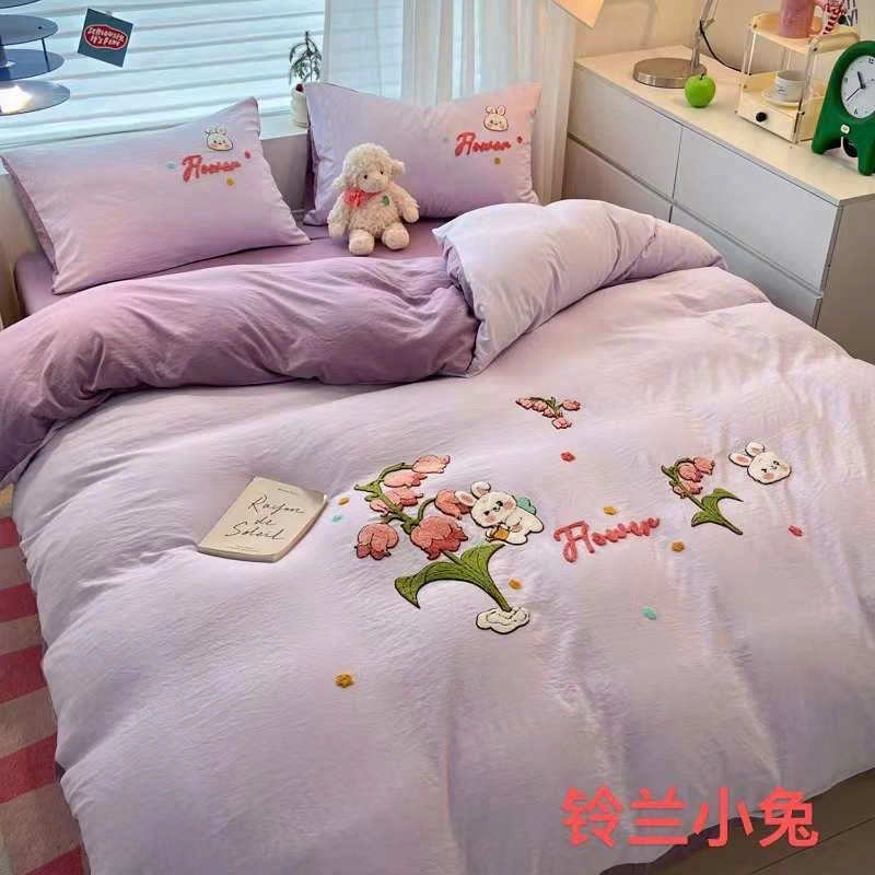 Set 4 món chăn ga gối cotton đũi mềm 469591