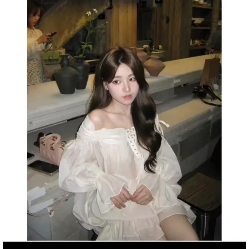 Áo Trễ Vai Quây Tơ Bồng Dáng Xòe Chùm Mông Thiết Kế Cao Cấp Phong Cách Tiểu Thư Nữ Tính  1004756