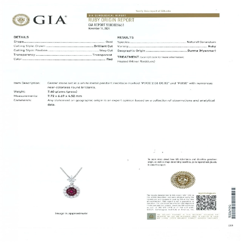 Dây chuyền Ruby 2.06CT xuất xứ Myanmar - Hàng hiệu Chính hãng 864581