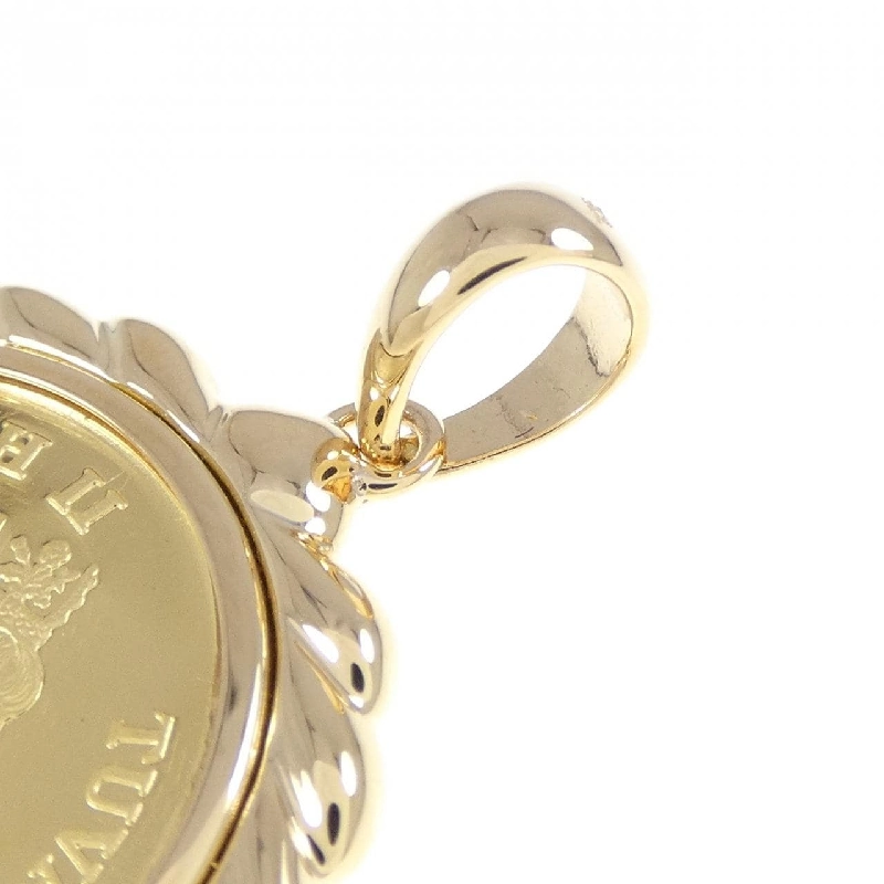 K18YG(枠) Mặt dây chuyền đồng xu - Hàng hiệu Authentic 863618