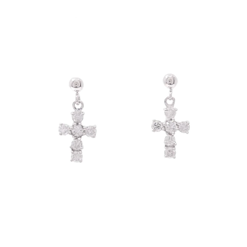 K18WG Bông tai kim cương chéo 0.50CT - Hàng hiệu Chính hãng 877264