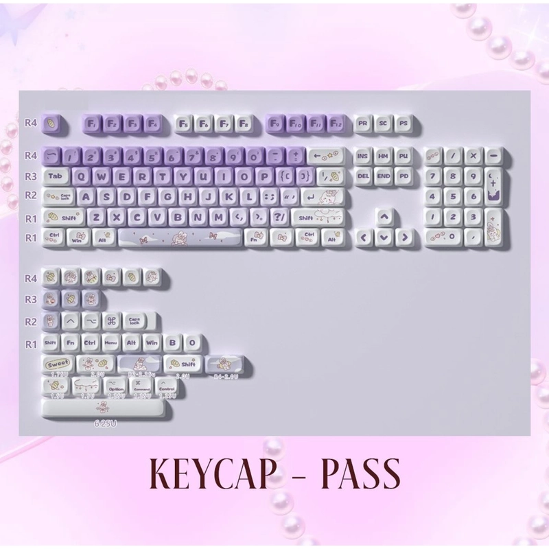 KEYCAP BPT PURPLE BRABIT (màu tím + trắng) 383040