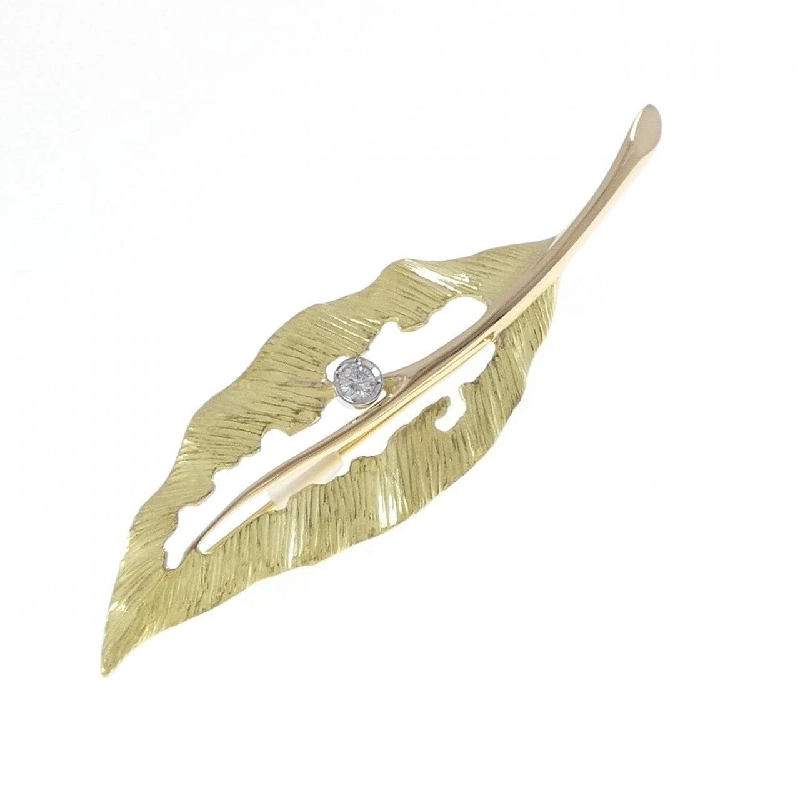 Brooch kim cương lá GINZA TANAKA 0.10CT - Hàng hiệu chính hãng 845321