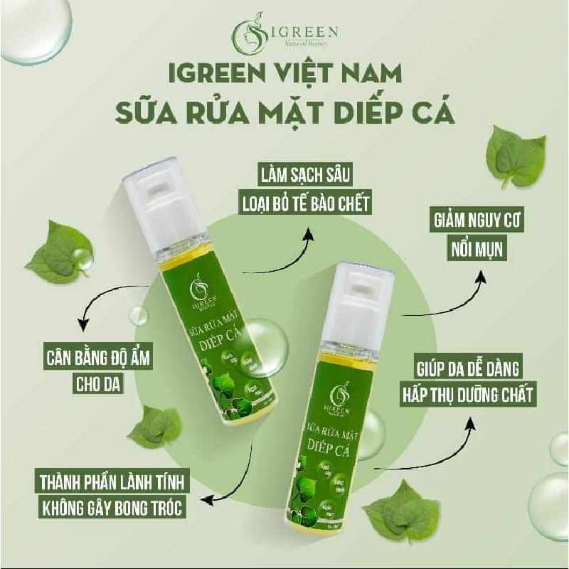 Sữa rửa mặt diếp cá IGREEN dạng gel 8233