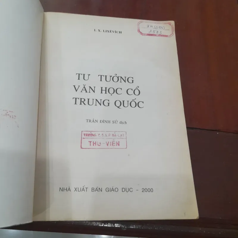 I. X. Lixêvích - TƯ TƯỞNG VĂN HỌC CỔ TRUNG QUỐC 1022718