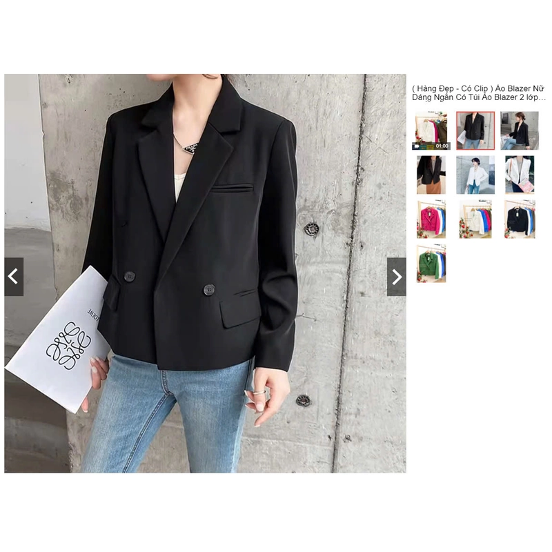 Áo Blazer Nữ Dáng Ngắn Có Túi Áo Blazer 2 lớp Thiết Kế Dày Vừa [Size L] 331044