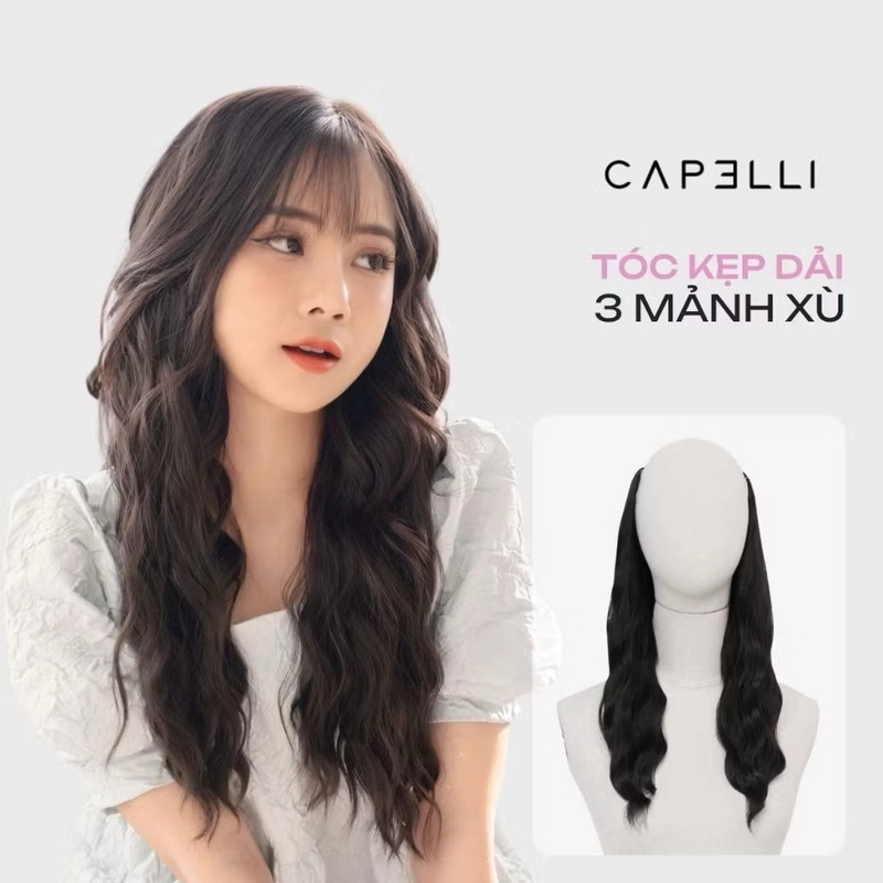 Tóc kẹp màu đen tự nhiên New 519098