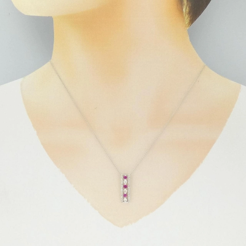 K18WG Dây chuyền Ruby 0.52CT - Hàng hiệu Chính hãng 860966