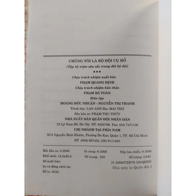 CHÚNG TÔI LÀ BỘ ĐỘI CỤ HỒ • KỶ NIỆM SÂU SẮC TRONG ĐỜI BỘ ĐỘI • Nhiều Tác Giả 751375