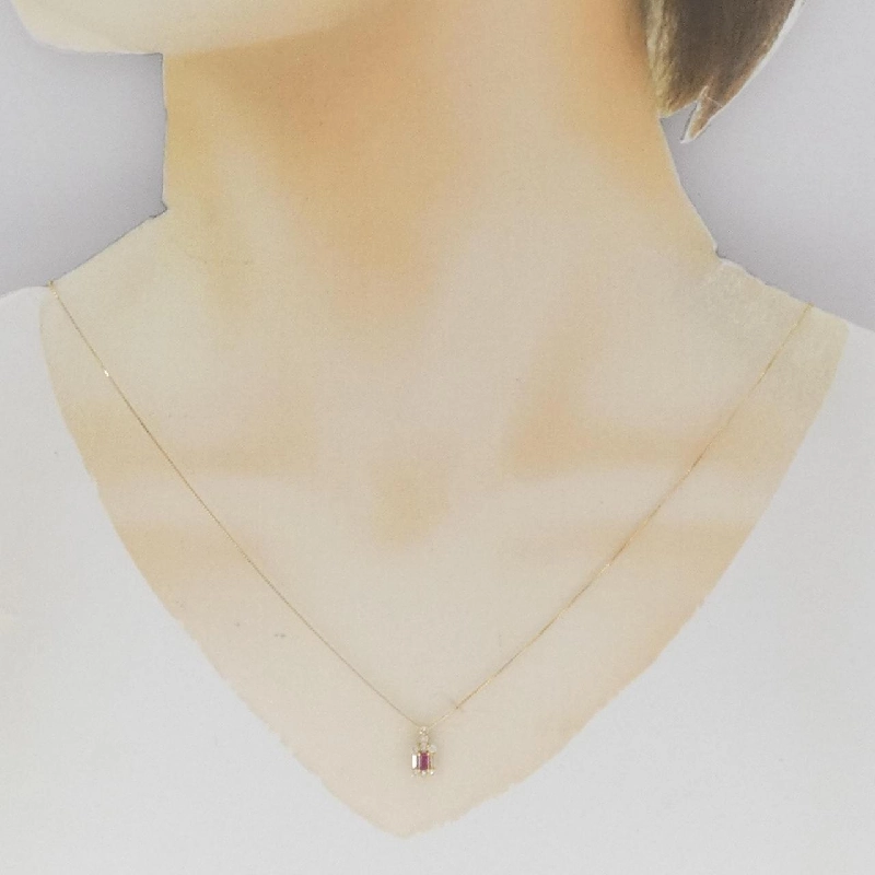 Dây chuyền ruby K18YG 0.12CT - Hàng hiệu chính hãng 868529