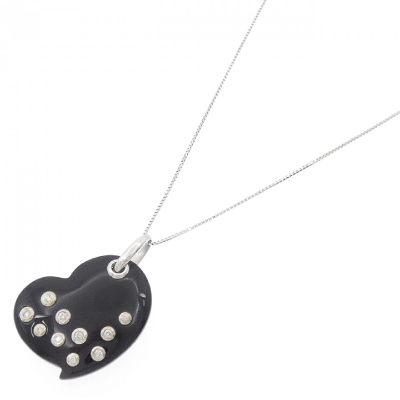 K18WG Dây chuyền hình trái tim Onyx - Hàng hiệu Chính hãng 860337