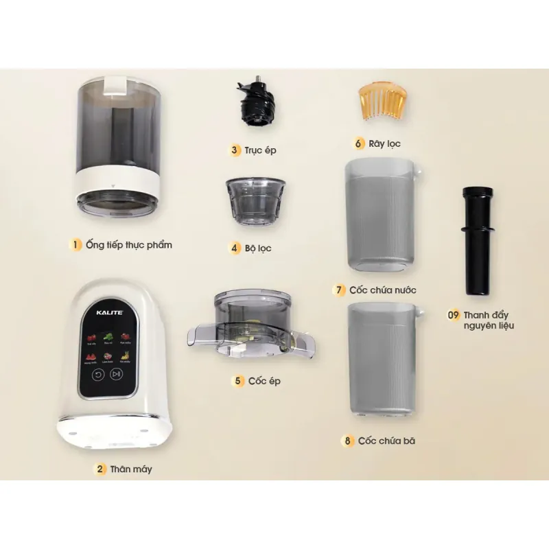 Máy ép chậm Kalite KSJ569 ép kiệt bã 99% không sinh nhiệt tích hợp làm kem 779652