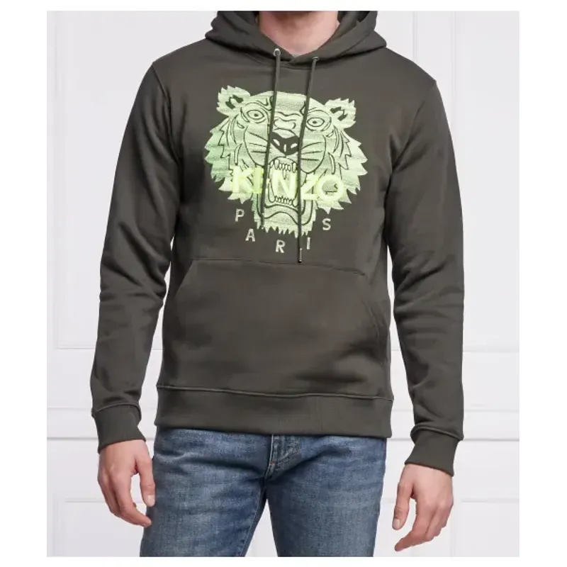 Áo hoodie Kenzo Paris thêu đầu hổ màu xanh lá rêu 760759