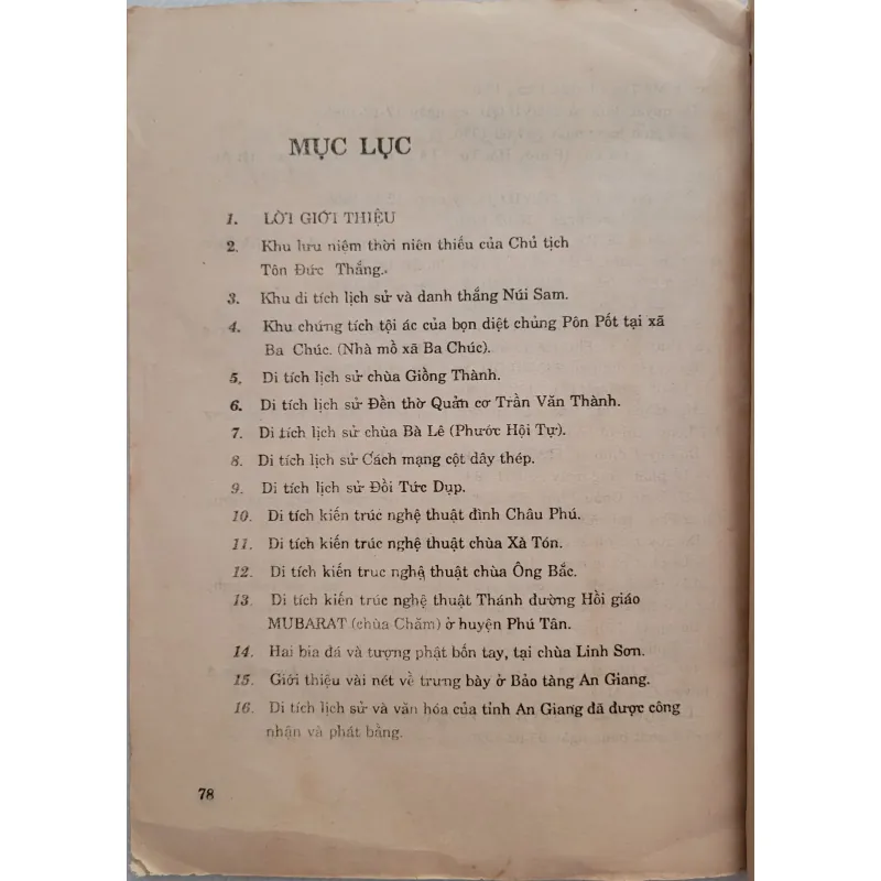 Di tích lịch sử - văn hóa ở An Giang (sách cũ) 977062