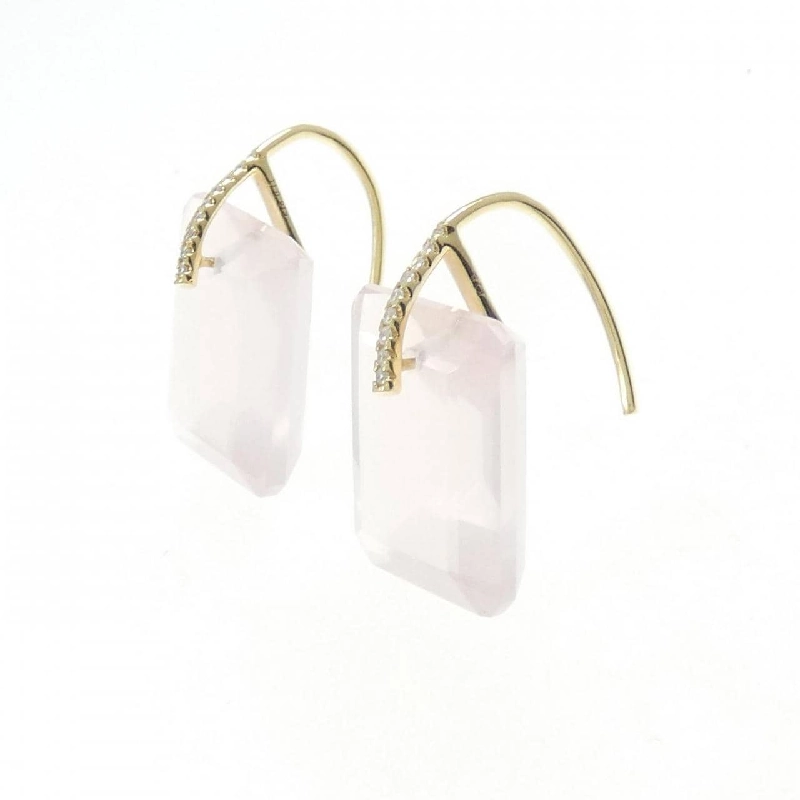 K18YG Bông tai đá hồng - Hàng hiệu Authentic 873192