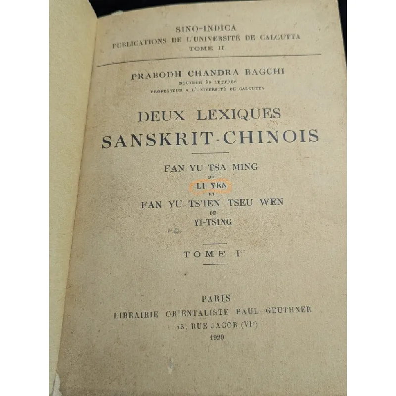 Deux lexiques sanskrit - chinois - Prabodh Chandra bagchi xuất bản 1929 -1937 trọn bộ 726940