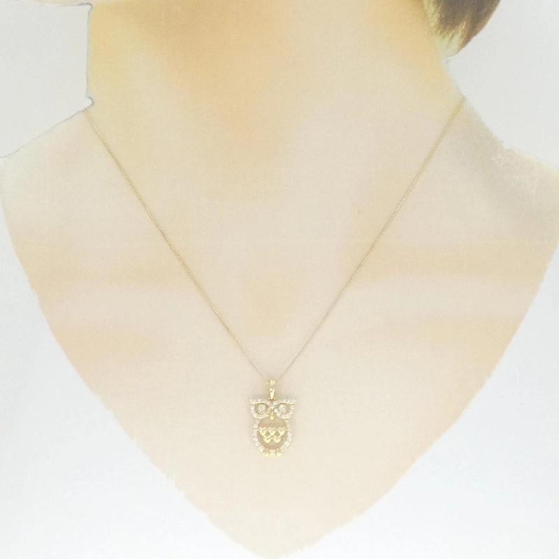 K18YG Cú Mèo Dây Chuyền Kim Cương 0.25CT - Hàng hiệu Chính hãng 862351