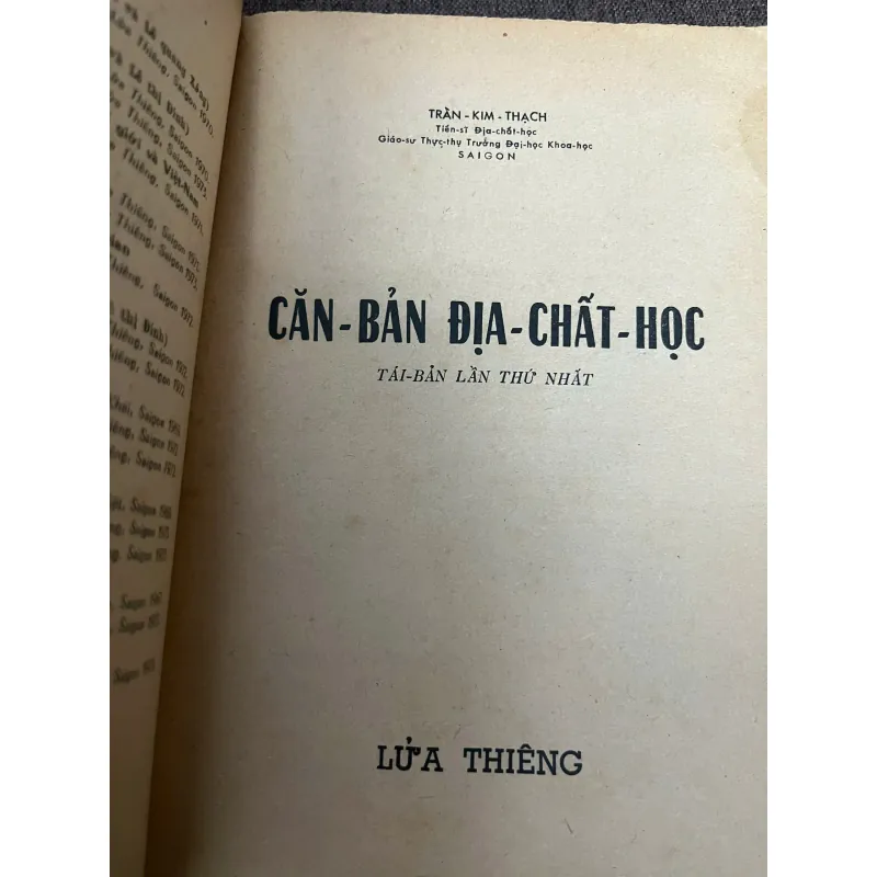 Căn bản Địa chất học - Trần Kim Thạch - Sách khoa học/Giáo khoa - có chữ ký tác giả 798769