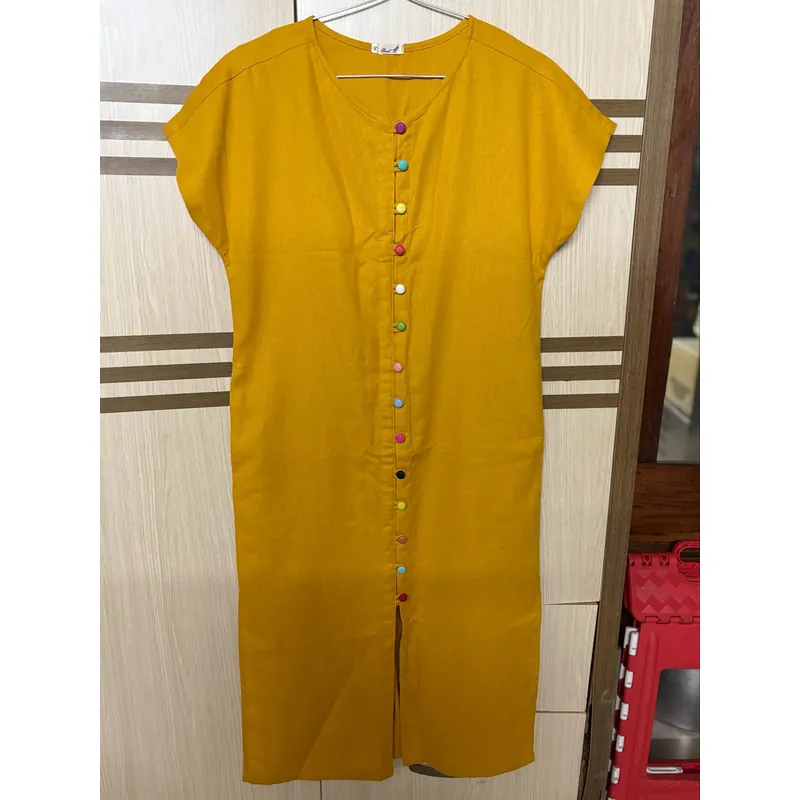 Pass đầm linen màu vàng size S 1058726